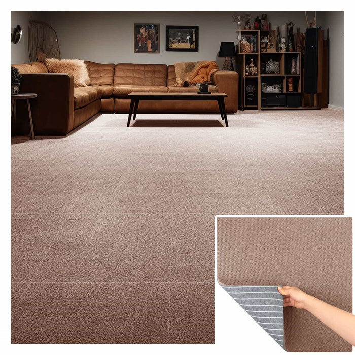 Matace Removable Carpet Squares Light Brown Basement