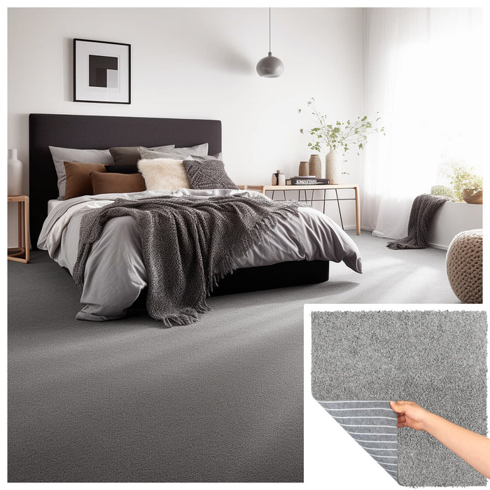 Matace Plush Cut Pile Removable Carpet Tiles ATHENA Series Gray Squares