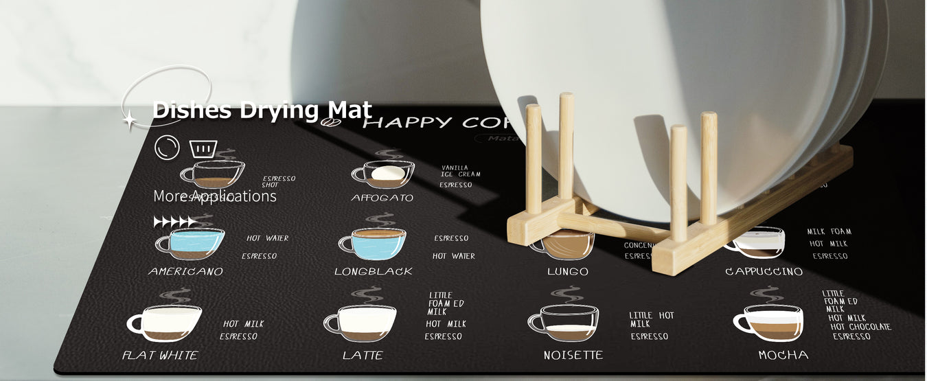Matace Coffee Maker Mat Dish Drying Mat Coffee Menu