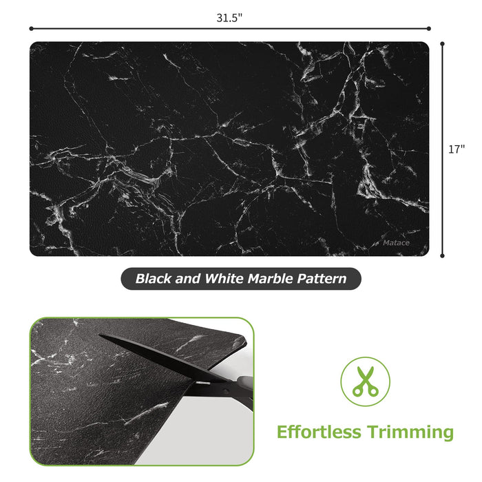 Matace Designer Coffee Bar Mat, Black and White Marble