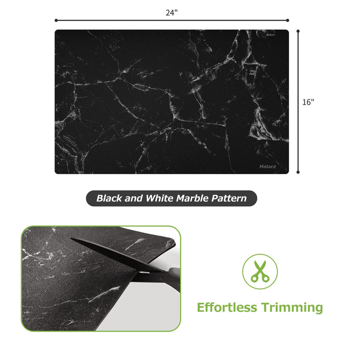 Matace Designer Coffee Bar Mat, Black and White Marble
