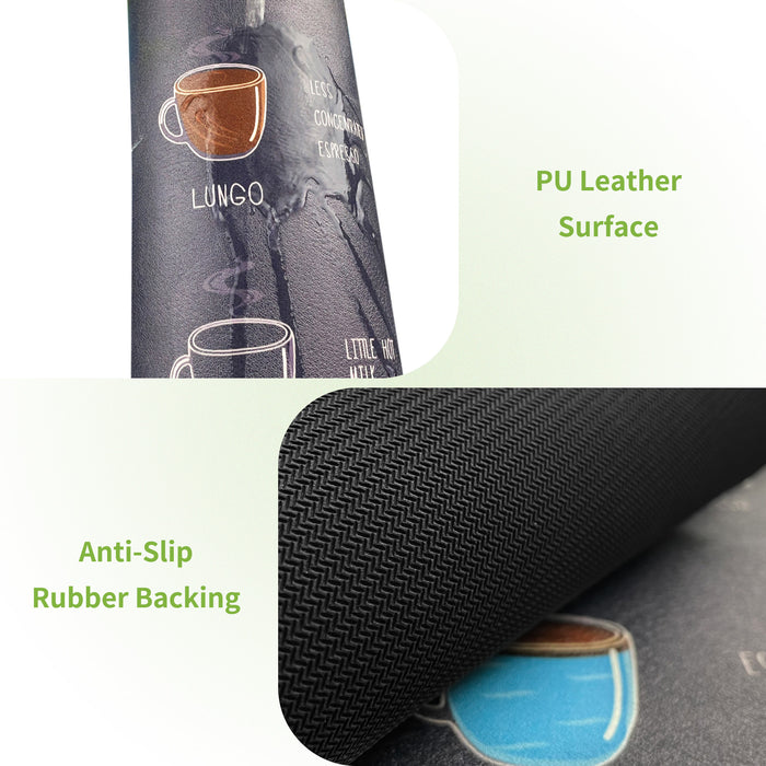 Matace Designer Coffee Mat PU Leather Coffee Flavor Menu