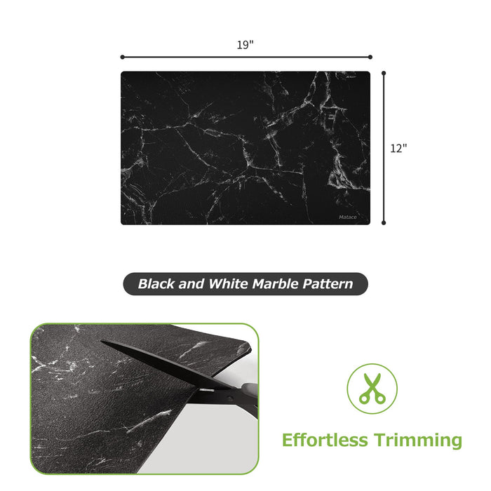 Matace Designer Coffee Bar Mat, Black and White Marble