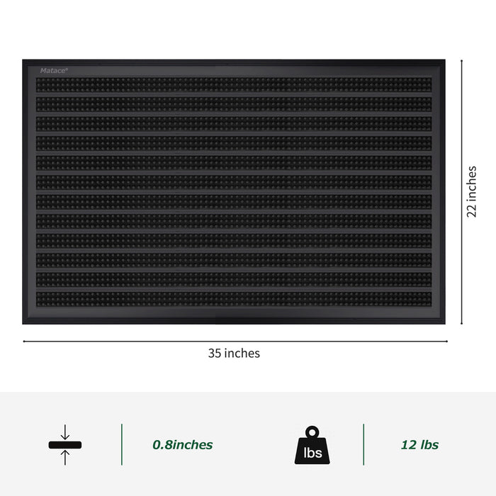 Matace Heavy Duty uPVC Outdoor Doormat Black 35x22 inch