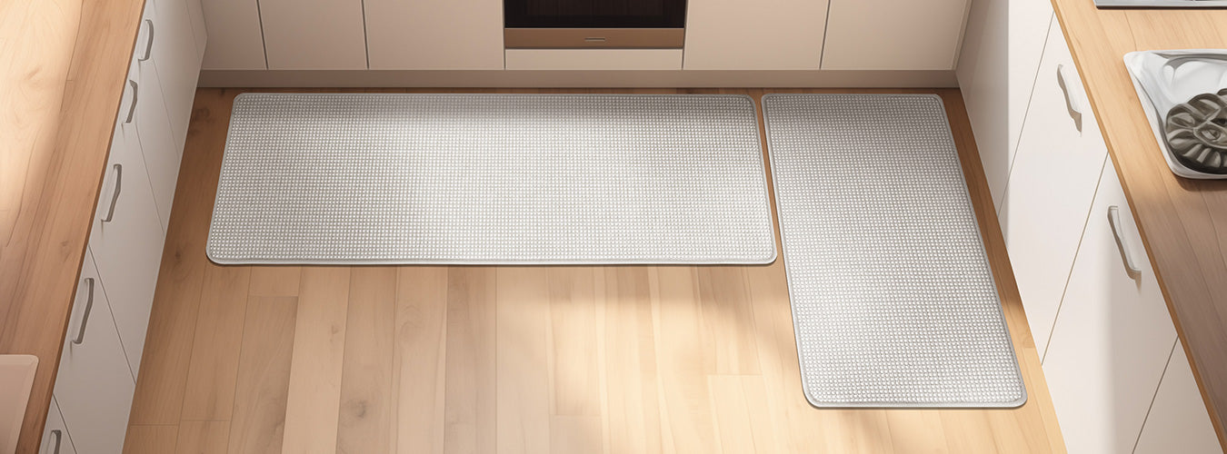 Anti Fatigue Cushioned Kitchen Mats for Floor 2 Pieces Waterproof Non Slip Geometric Kitchen Floor Mat Set Prep & Savour