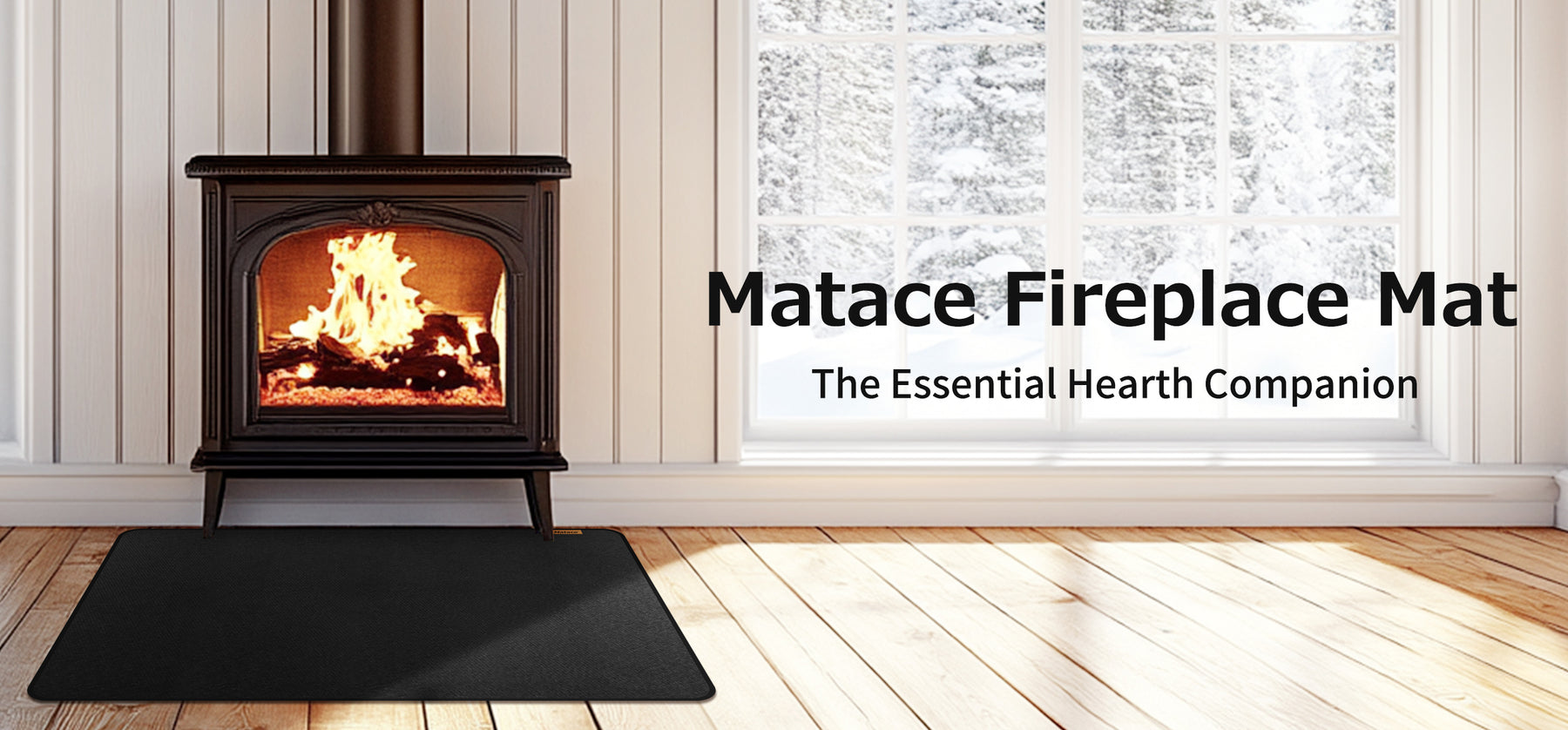 Matace Fireproof Rectangle Fireplace Mat Silicone Hearth Rug
