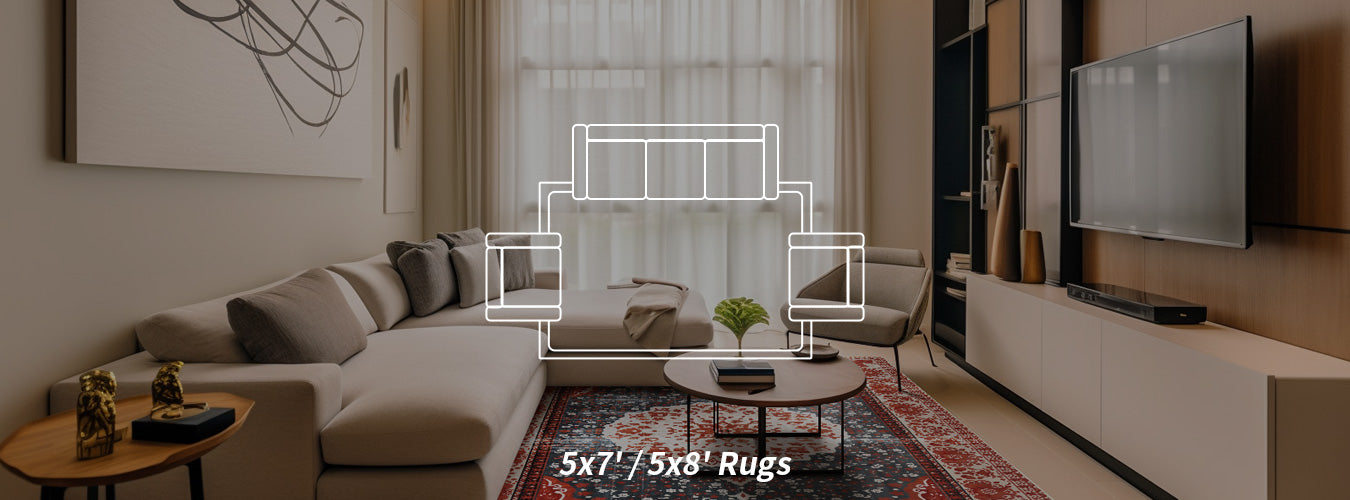 Matace's 5x7 rugs sit in the living room.
