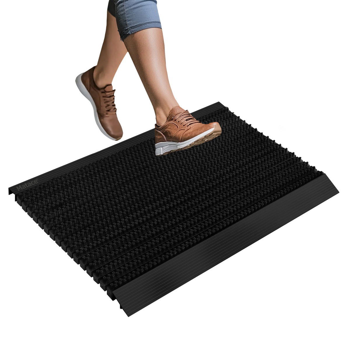 Matace Heavy Duty Aluminum Outdoor Doormat, Nylon Brush