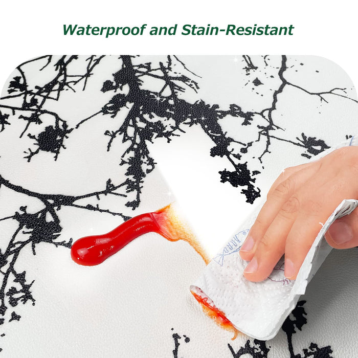 Matace Extended Anti-fatigue Kitchen Mat Black White Tree Floral Waterproof and Stain-Resistant