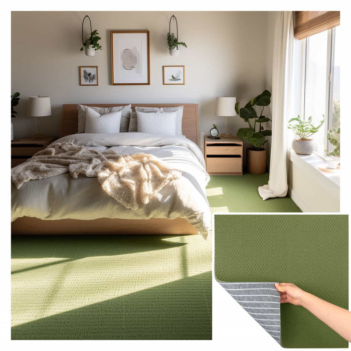 Matace Removable Carpet Squares Olive Green Bedroom