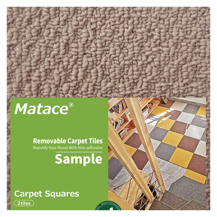 Matace Non-Adhesive Removable Square Carpet Tiles Sample 2 Pieces Set  Light Brown