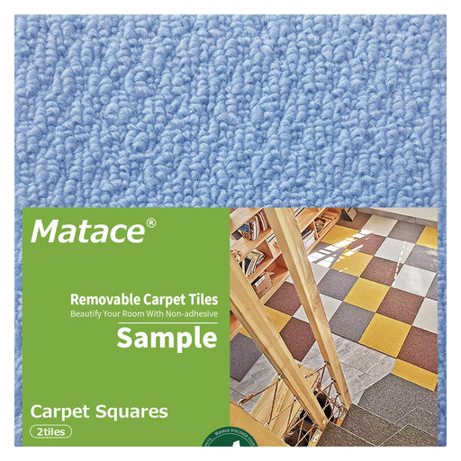 Matace Non-Adhesive Removable Square Carpet Tiles Sample 2 Pieces Set Sky Blue