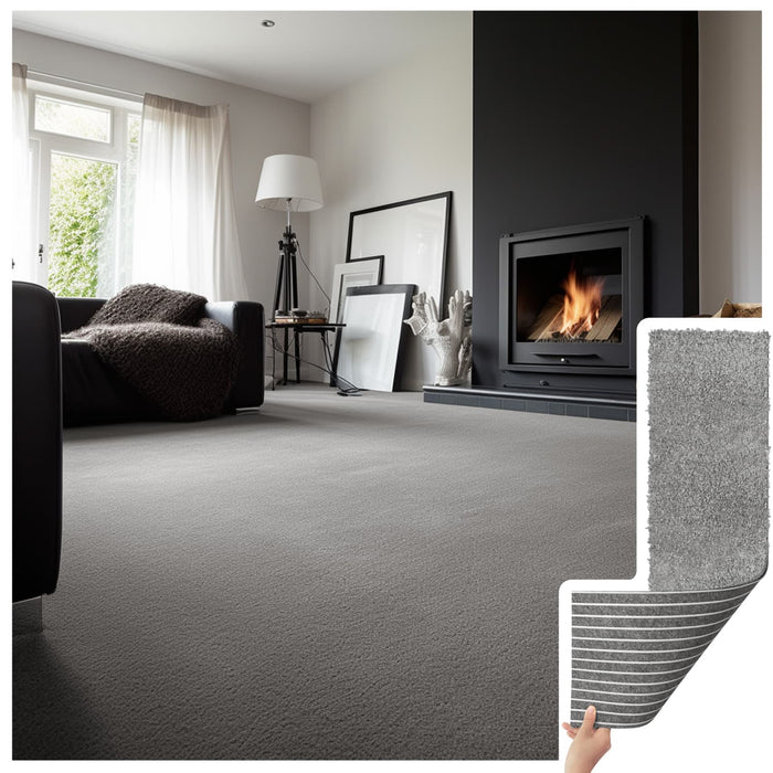Matace Plush Cut Pile Removable Carpet Tiles ATHENA Series Gray Planks