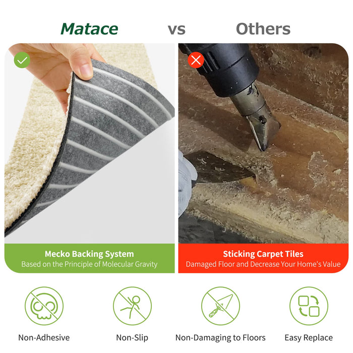 Matace Plush Cut Pile Removable Carpet Tiles ATHENA Series Non-adhesive Mecko Backing System
