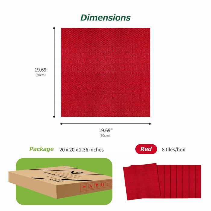 Matace Removable Carpet Squares with Padding 20x20 Red