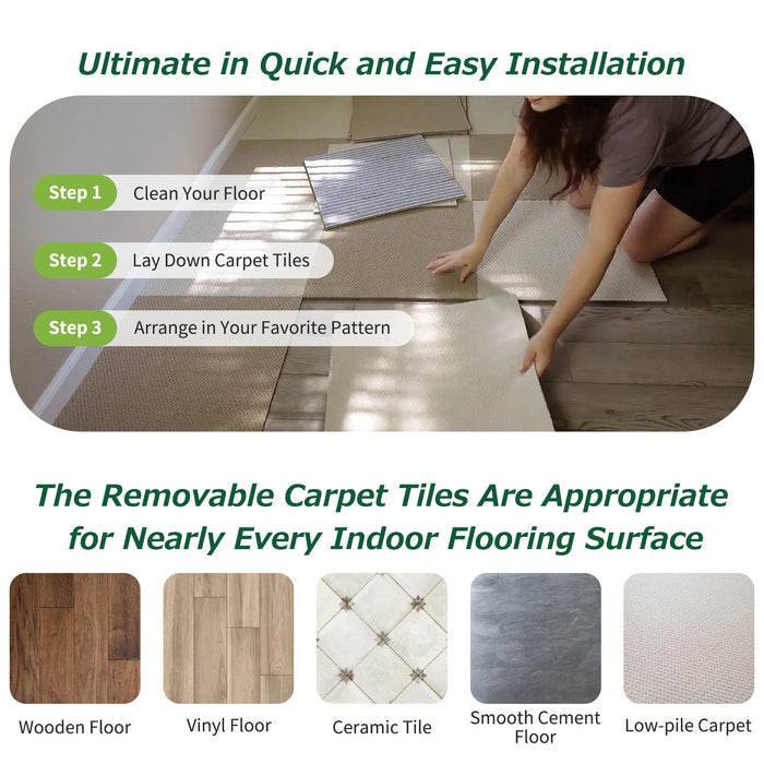 Matace Removable Carpet Tile Squares Ultimate in Quick and Easy Installation