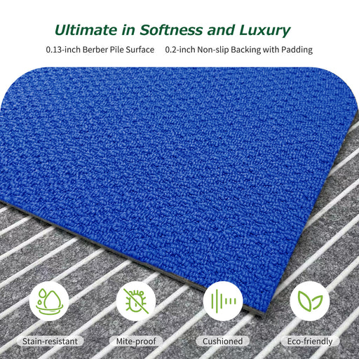 Matace Removable Carpet Tile Squares Ultimate in Softness and Luxury Blue