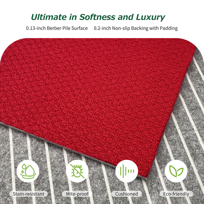 Matace Removable Carpet Tile Squares Ultimate in Softness and Luxury Red
