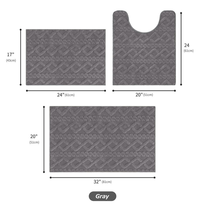 Matace Extra Wide Plush Kitchen Rugs Set - Chevron Pattern