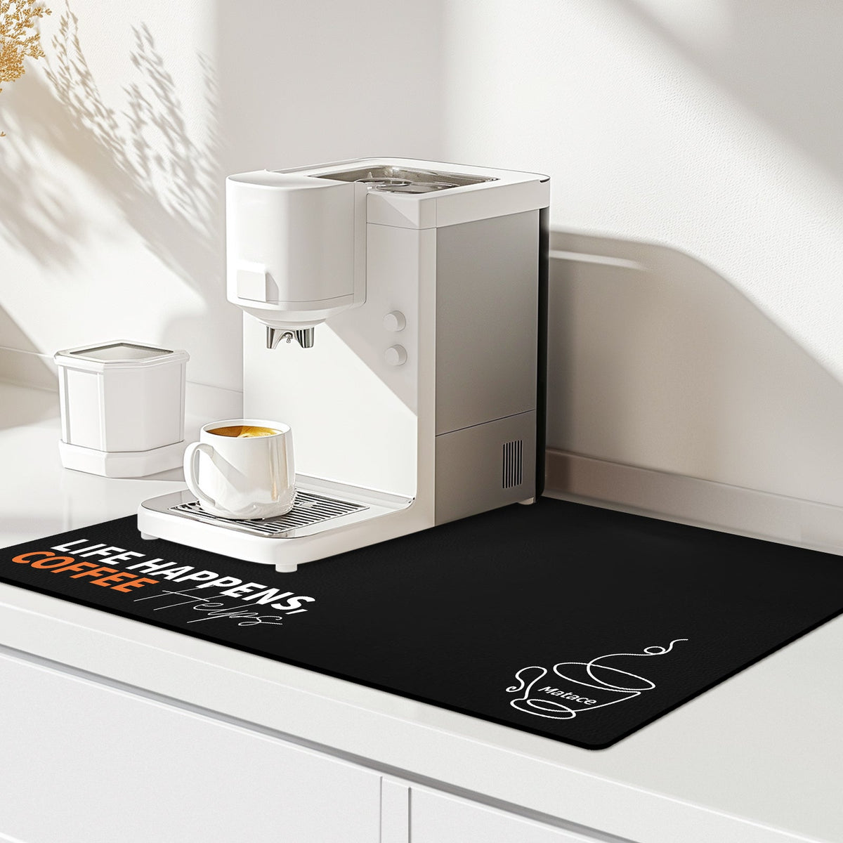 Matace Designer Coffee Bar Mat for Kitchen Countertop, Life Happens ...