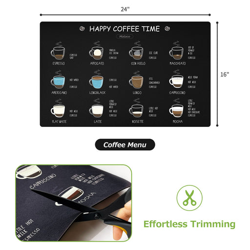 Matace Designer Coffee Mat Large 16x24 Coffee Flavor Menu