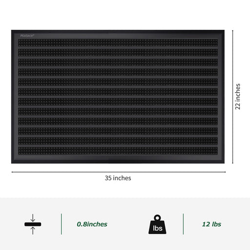 Matace Heavy Duty uPVC Outdoor Doormat Black 35x22 inch