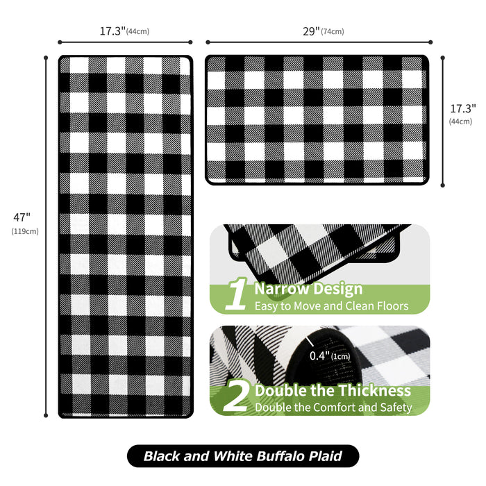 Buffalo Plaid Kitchen Rugs Set Sweet Home Farmhouse Decor Kitchen Mat Black  and White Rug, Water Absorb Christmas Kitchen Rug Checkerboard Rug for