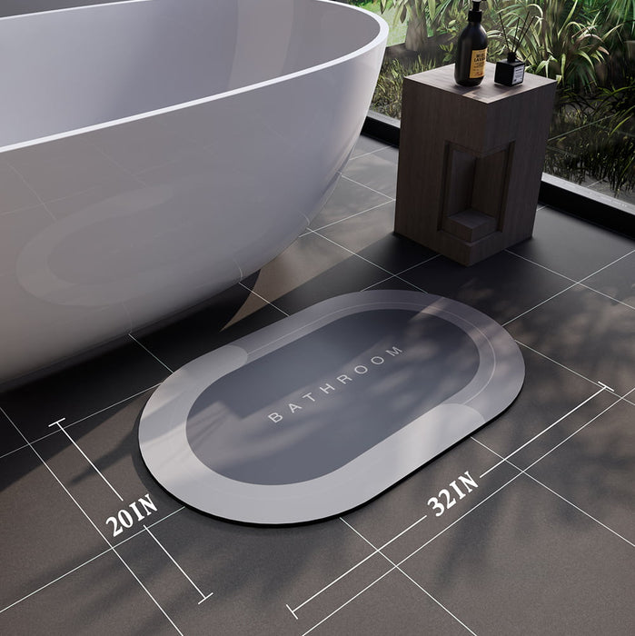 Matace Quick Dry Bathmat Gradient Grey Long Oval 20x32