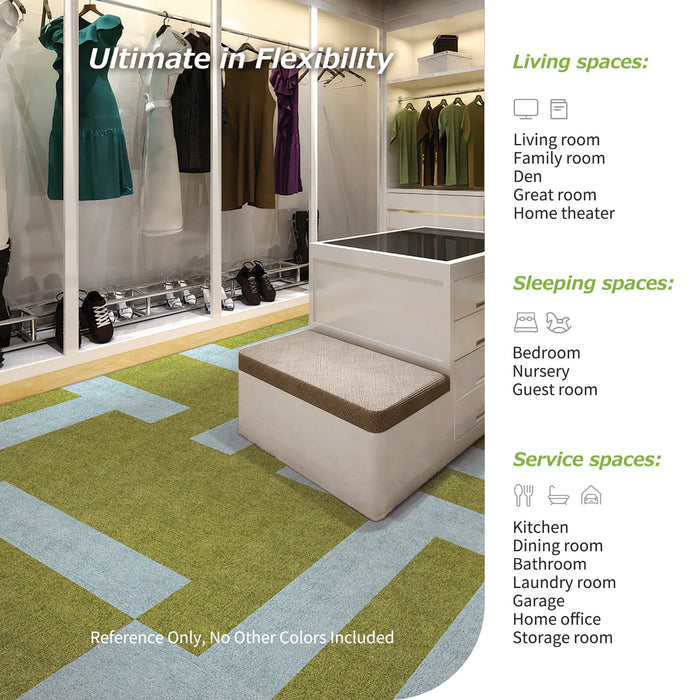 Matace Removable Carpet Tile Plank Green, Ultimate in Flexibility
