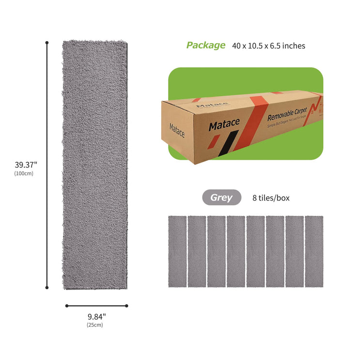 Matace Removable Carpet Tile Plank Grey, Package Info