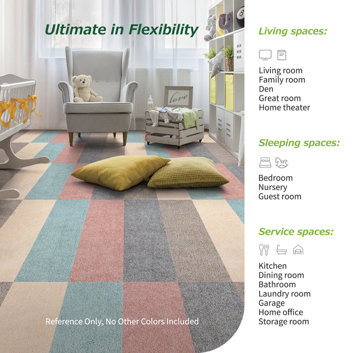 Matace Removable Carpet Tile Plank Brown Khaki, Ultimate in Flexibility