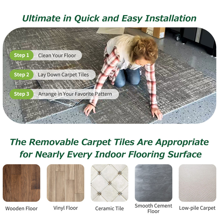 Matace Removable Carpet Tile Squares Ultimate in Quick and Easy Installation